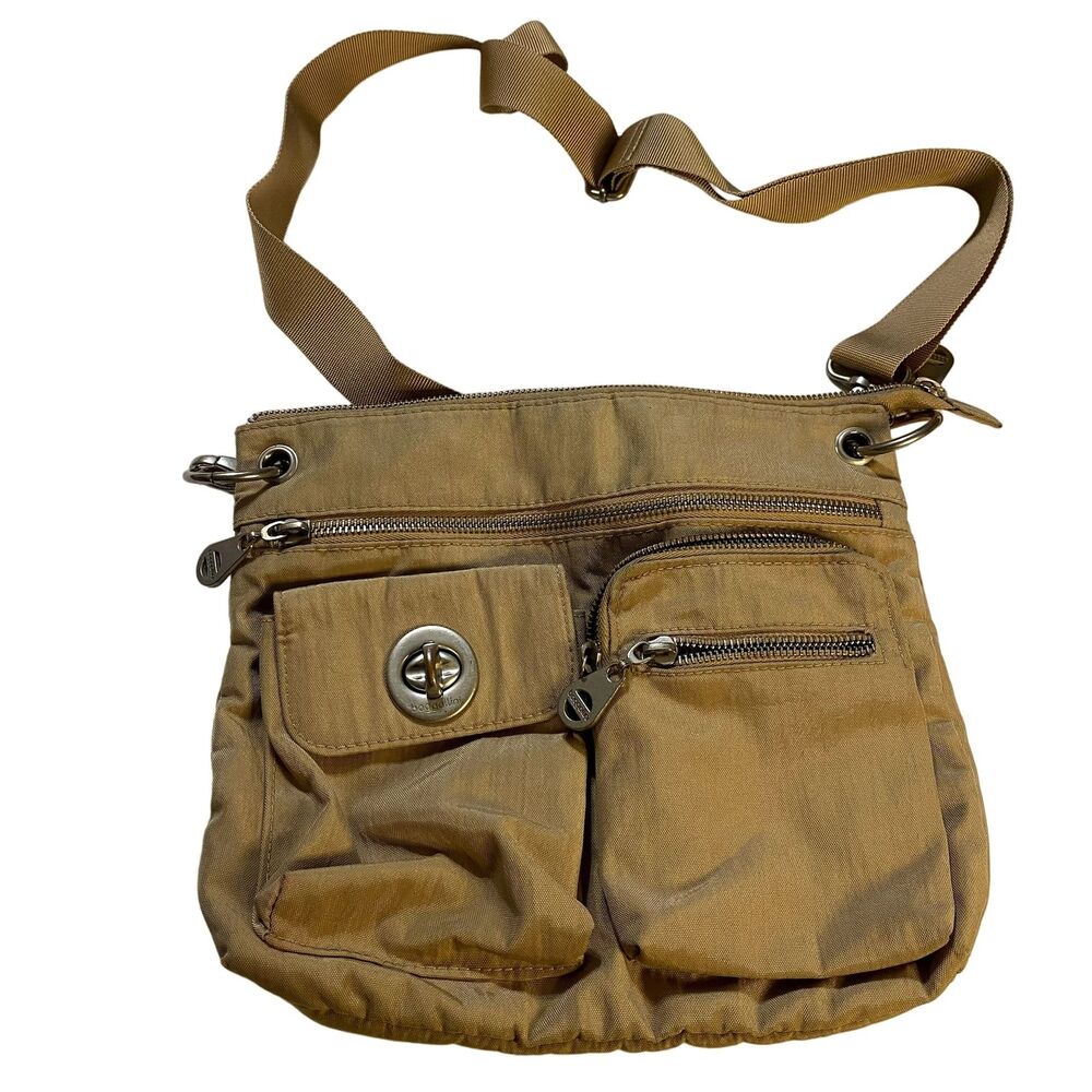 #7952 Baggallini Tan 4 Zippered 5 Pocket Women's Purse